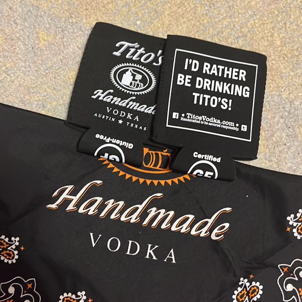 TITOS HANDMADE VODKA Koozie (2) Bandana (1)